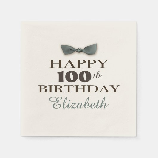 Jahr | Antique Happy Birthday Brown/Slate Serviette (Vorderseite)