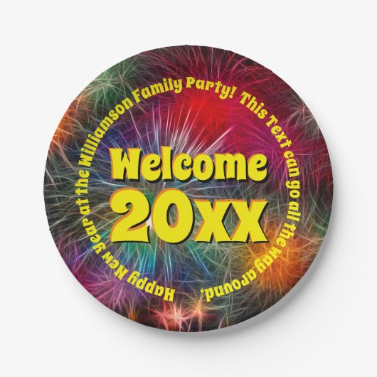 Jahr bearbeiten Text hinzufügen Name Neues Jahr 20 Pappteller (Vorderseite)