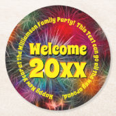 Jahr bearbeiten Text hinzufügen Name Neues Jahr 20 Runder Pappuntersetzer (Vorderseite)