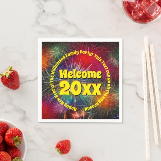 Jahr bearbeiten Text hinzufügen Name Neues Jahr 20 Serviette (Beispiel)