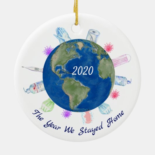 Jahr Bleibe Zuhause Quarantine World 2020 Covid Keramik Ornament (Hinten)