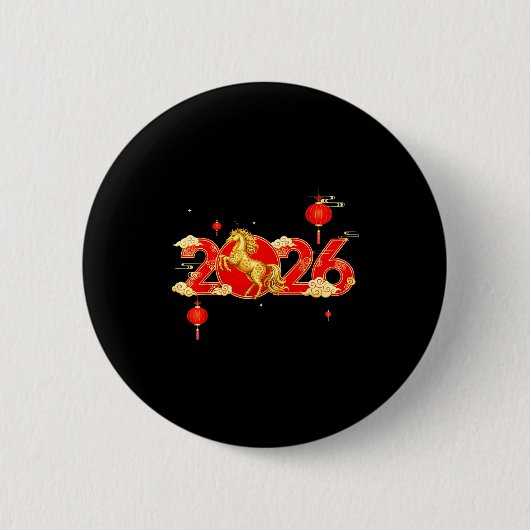 Jahr Chinesisches Pferd Glücklich Button (Vorderseite)