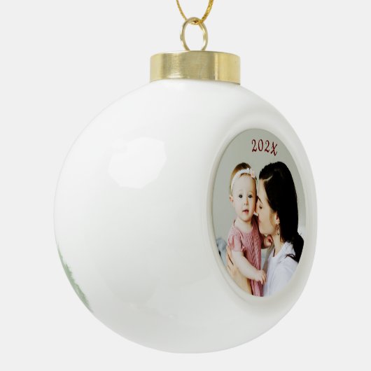 Jahr Datum Foto Geschenk Keramik Kugel-Ornament (Links)