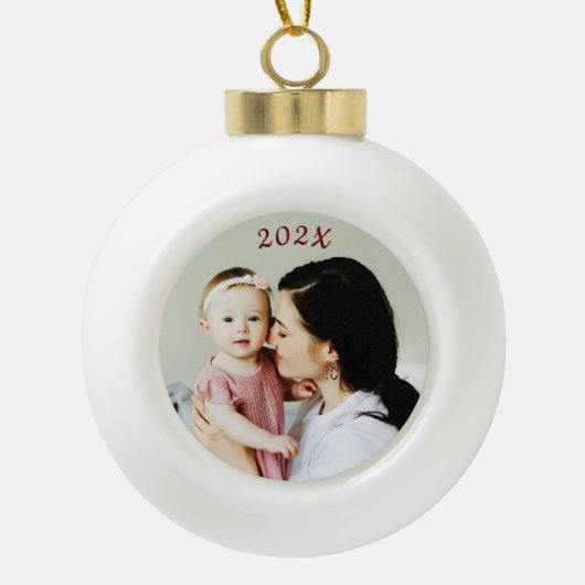 Jahr Datum Foto Geschenk Keramik Kugel-Ornament (Vorderseite)