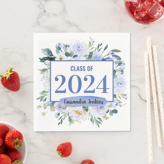 Jahr der blauen Rose Abschluss Serviette (Beispiel)