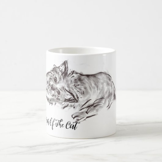 Jahr der Cat Kitty Tinte Zeichnend Tasse (Mittel)