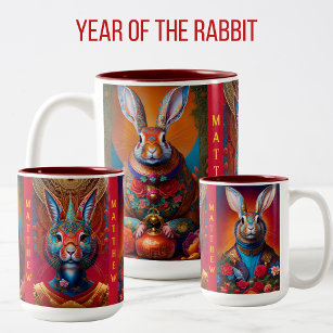 Jahr der chinesischen Astrologie-Zeichen RABBIT Ge Zweifarbige Tasse