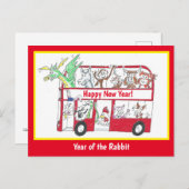 Jahr der Chinesischen Neujahrskarte des Kaninchens Postkarte (Vorne/Hinten)