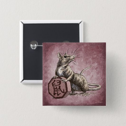 Jahr der Chinesischen Zodiac-Kunst Button (Vorne & Hinten)
