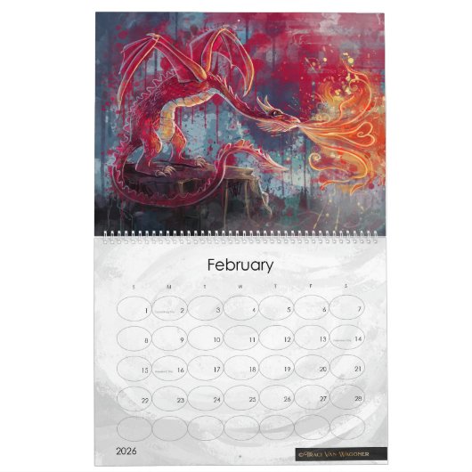 Jahr der Drachenkunst Kalender (Feb 2026)