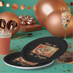 Jahr der Drachenpapierplatte Pappteller