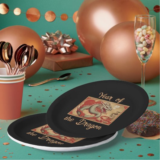 Jahr der Drachenpapierplatte Pappteller (Multi)
