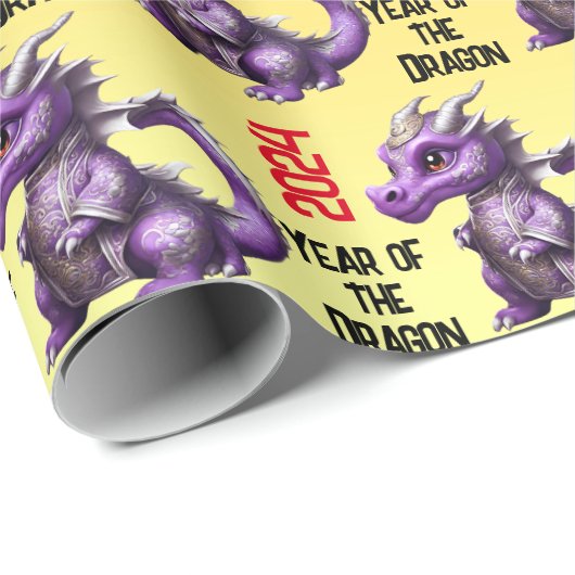 Jahr der Drachenrunde 2024 Geschenkpapier (Rolleneckpunkt)