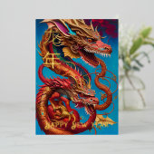 Jahr der Dragon FOIL New Year ART Card Folieneinladung (Stehend vorne)