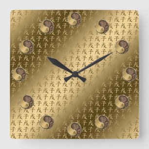 Jahr der Erd-Ratte Quadratische Wanduhr