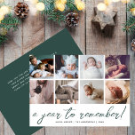 Jahr der Erinnerung Jahr in Review 8 FotoCollage Feiertagskarte<br><div class="desc">Schaffen Sie sich zu Weihnachten eine zeitgenössische Weihnachtskarte für Ihre Familie und Freunde, indem Sie Ihre Lieblingssendungen der besonderen Momente Ihrer Fotos teilen. Einzigartiges Multi-Foto-Urlaubskarten-Design mit acht beliebten Fotos in einer Collage-Layout, mit "ein Jahr zu merken" in der modernen handgeschriebenen Skriptkalligraphie und Ihrem Familiennamen und Jahr in einfachem Schriftart. Die...</div>