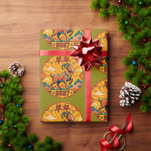 Jahr der Feuerziege 2027 Chinesisches Neujahr Geschenkpapier