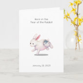 Jahr der Geburtsankündigung von Rabbit Karte (Gelbe Blume)