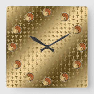 Jahr der Holzratte Quadratische Wanduhr
