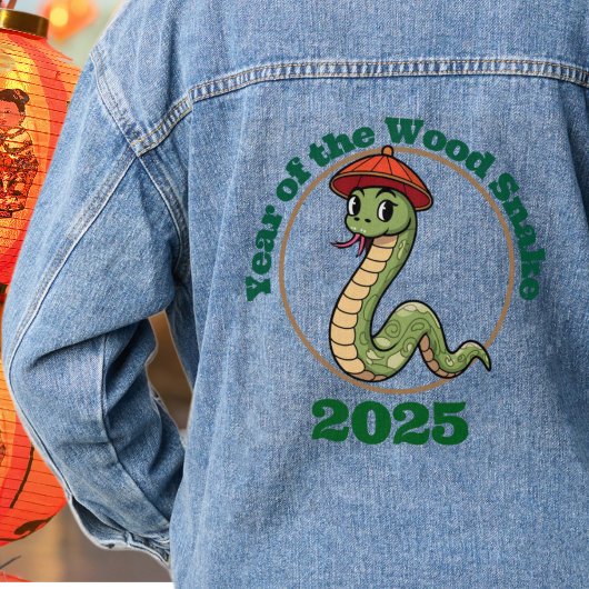 Jahr der Holzschlange 2025 Lunar Zodiac Zeichen Jeansjacke
