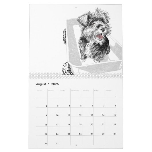 Jahr der Hundezeichnungen Kalender (Aug 2026)