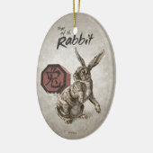 Jahr der Kaninchen-chinesischen Tierkreis-Kunst Keramikornament (Links)