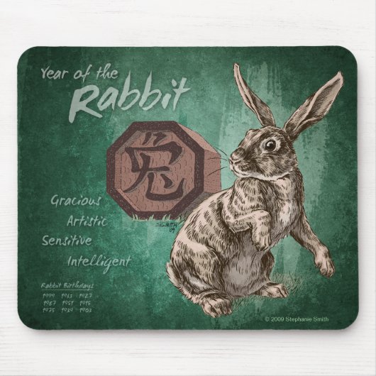 Jahr der Kaninchen-Chinesischen Zodiakkunst Mousepad (Vorne)