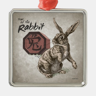 Jahr der Kaninchen-Chinesischen Zodiakkunst Ornament Aus Metall