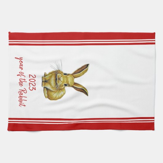 Jahr der Kaninchen Chinesisches Neujahr 2023 Zodia Geschirrtuch (Horizontal)