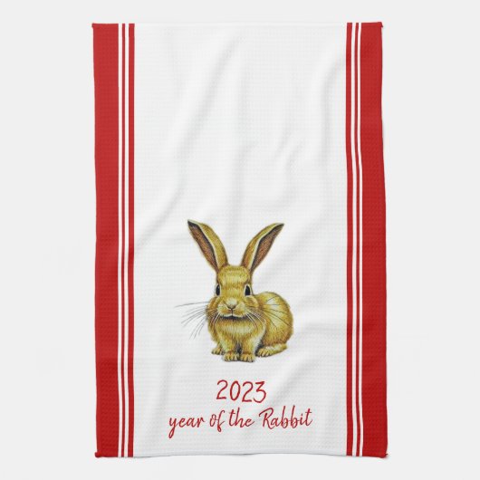 Jahr der Kaninchen Chinesisches Neujahr 2023 Zodia Geschirrtuch (Vertikal)
