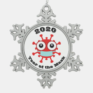 Jahr der Maske 2020 Schneeflocken Zinn-Ornament