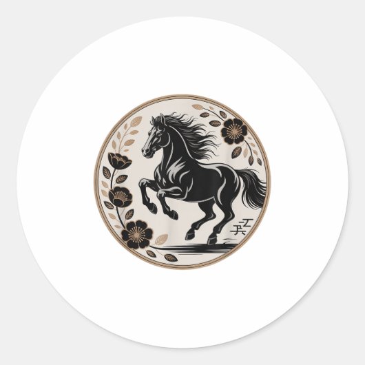 Jahr der Pferde 2026 Mondfest Neujahr Chinesisches Runder Aufkleber (Vorderseite)
