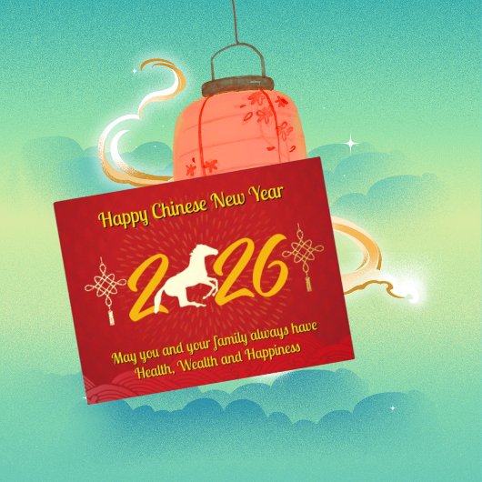 Jahr der Pferdechinesischen Neujahrskarte Folien Feiertagspostkarte