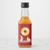 Jahr der Rabbit Gold Lucky Coin Alkoholflaschenetikett (Vorderseite)