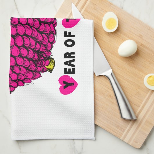 Jahr der Rammschaf oder Ziege Pink Küchentuch (Viertel Falte)