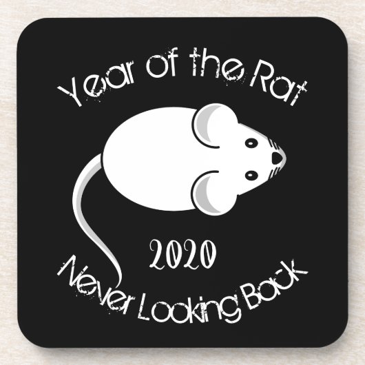 Jahr der Ratte 2020 - Blick nie zurück Getränkeuntersetzer (Vorderseite)