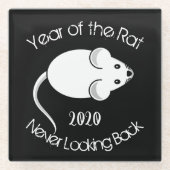 Jahr der Ratte 2020 - Blick nie zurück Glasuntersetzer (Vorderseite)