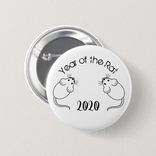 Jahr der Ratte 2020 Maus mit Text Button (Vorne & Hinten)