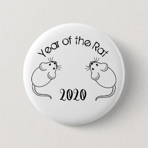 Jahr der Ratte 2020 Maus mit Text Button