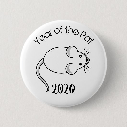 Jahr der Ratte 2020 Maus mit Text Button (Vorderseite)