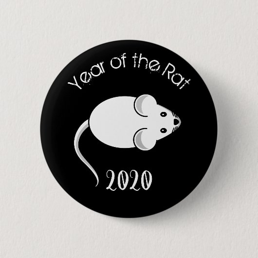Jahr der Ratte 2020 Maus mit Text Button (Vorderseite)