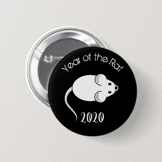 Jahr der Ratte 2020 Maus mit Text Button (Vorne & Hinten)