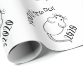 Jahr der Ratte 2020 Maus mit Text Geschenkpapier (Rolleneckpunkt)