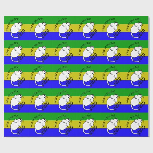 Jahr der Ratte 2020 Maus mit Text Geschenkpapier (Flach)