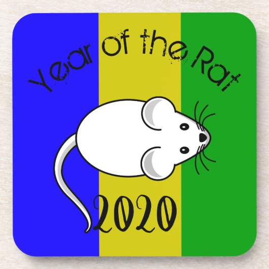 Jahr der Ratte 2020 Maus mit Text Getränkeuntersetzer (Vorderseite)