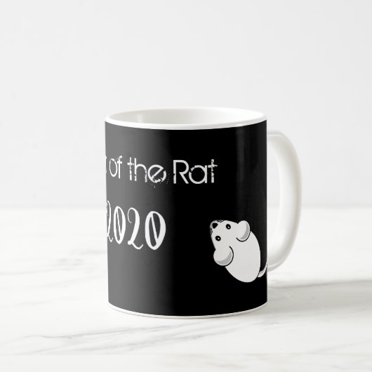 Jahr der Ratte 2020 Maus mit Text Kaffeetasse (VorderseiteRechts)