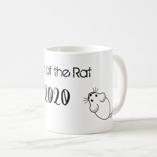 Jahr der Ratte 2020 Maus mit Text Kaffeetasse (VorderseiteRechts)