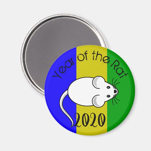 Jahr der Ratte 2020 Maus mit Text Magnet (Vorderseite/Rückseite)