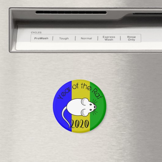 Jahr der Ratte 2020 Maus mit Text Magnet (In Situ (Geschirrspüler))