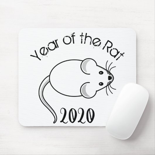 Jahr der Ratte 2020 Maus mit Text Mousepad (Mit Mouse)